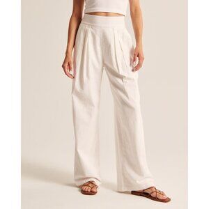 ABERCROMBIE & FITCH White Linen Blend Ultra Wide Leg Trousers Pants, Size XS